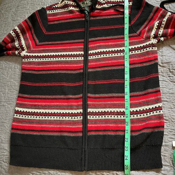 Lauren active Ralph Lauren red Aztec full zip hooded sweater X-Large - Picture 5 of 6